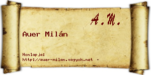 Auer Milán névjegykártya